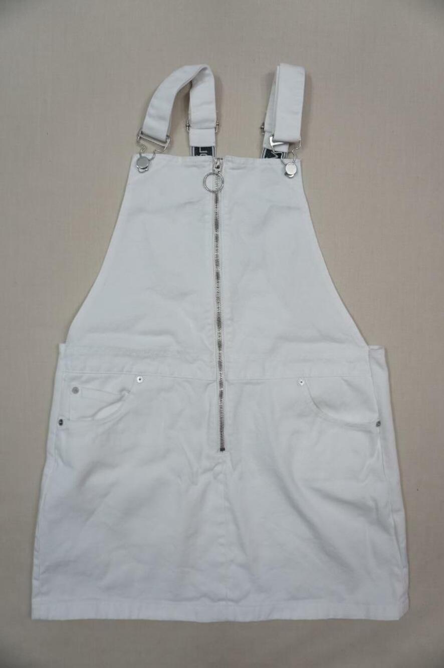 VOLCOM STONE USED/SMELL SZ M 12 OVERALLS/BIB WHITE DENIM SHORT DRESS